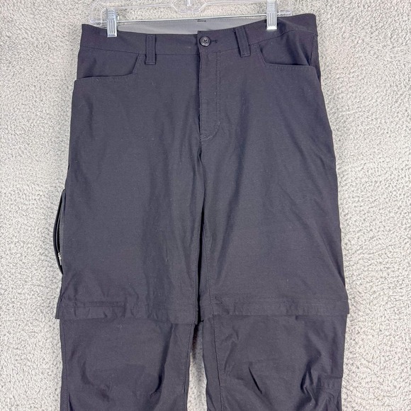 Eddie Bauer Pants Mens 32x33 Black Convertible Tech Hiking Nylon Stretch Outdoor - Picture 3 of 16